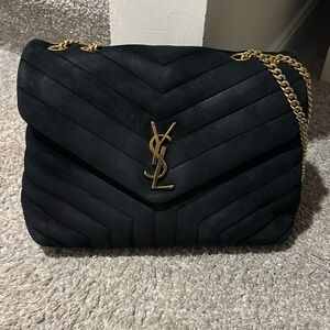 Ysl Medium Lou Lou Suede Black Handbag